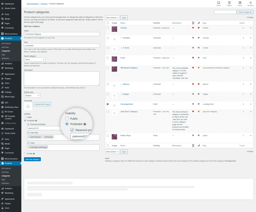WooCommerce Protected Categories Screenshot