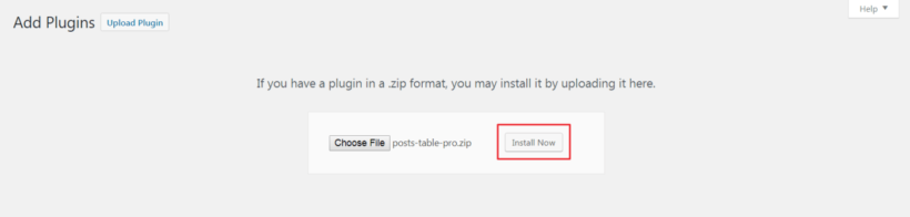 Install Now button in WordPress back-end.
