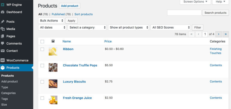 Items added as products in WooCommerce.