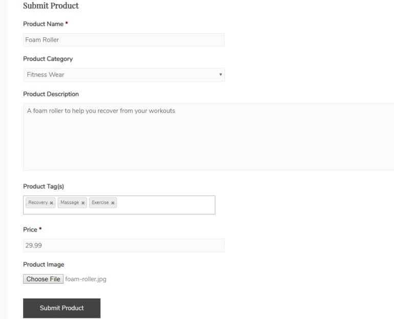 Example of WooCommerce Frontend Product Submission form