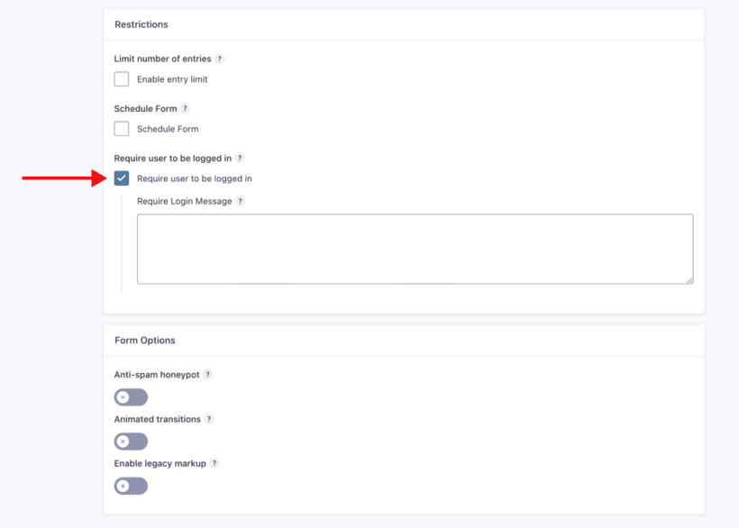 Change form settings