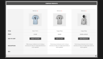 WooCommerce product comparison plugin in use