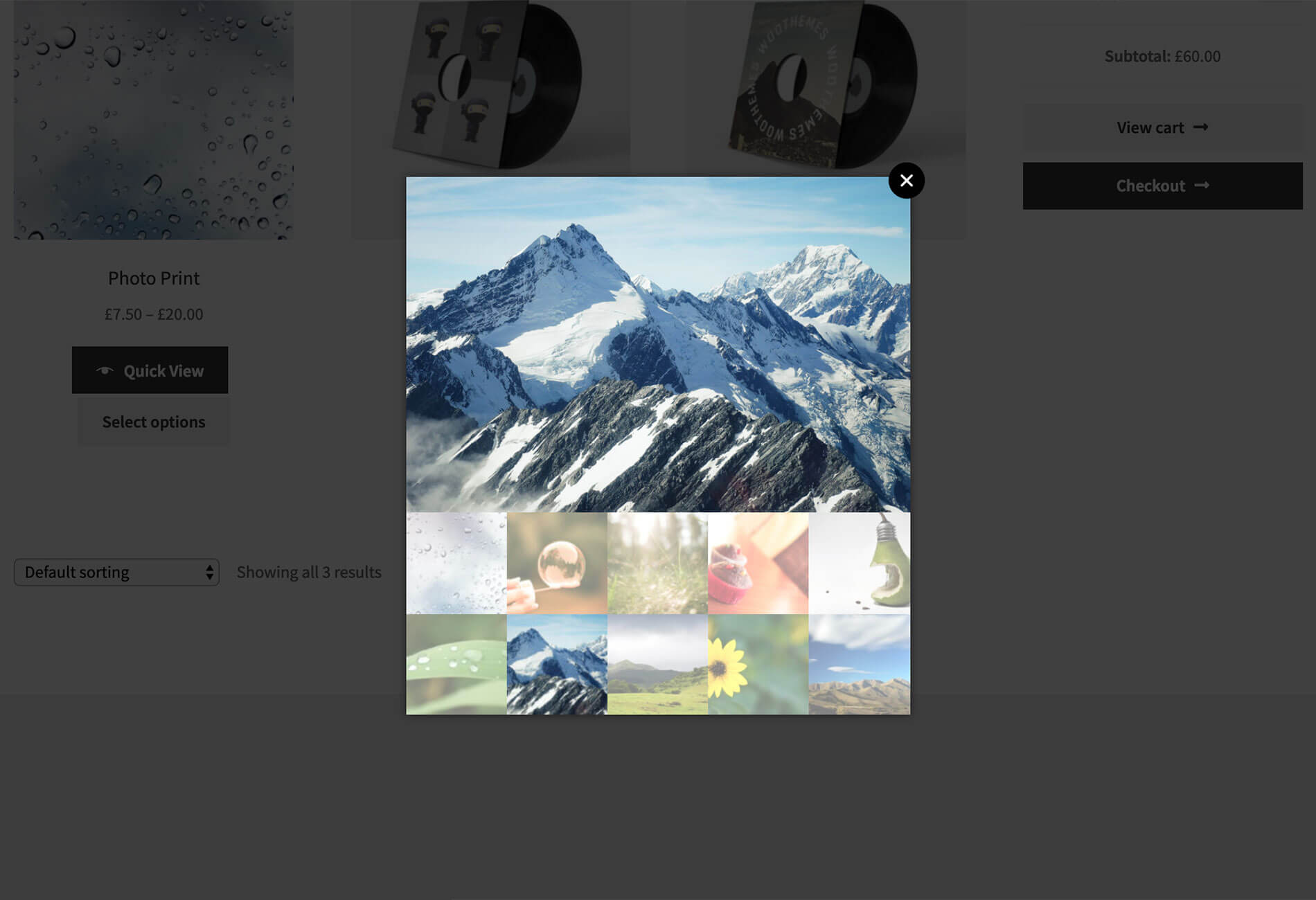 WooCommerce photos quick view example