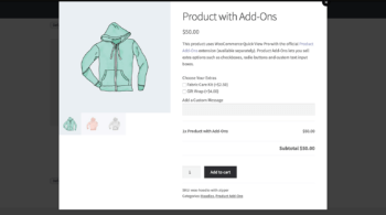 WooCommerce quick view with Product Add-Ons
