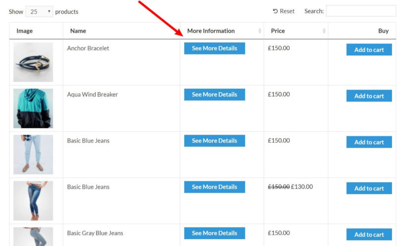 Product quick view column