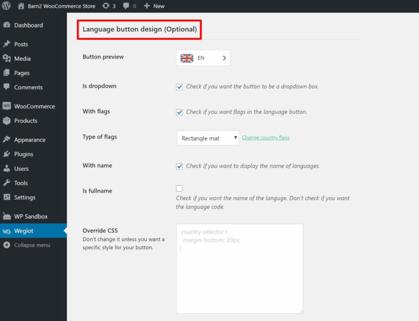 Configure language switcher