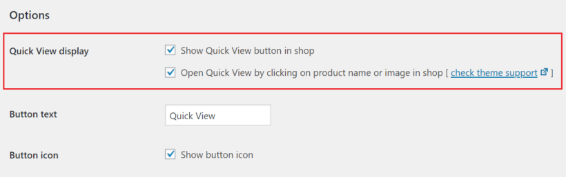 WooCommerce Quick View Pro settings screen