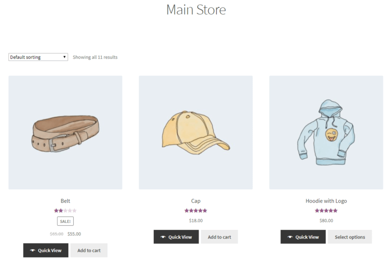 Default front-end preview of WooCommerce Quick View Pro