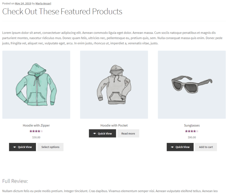 Showcasing featured products using WooCommerce product shortcodes