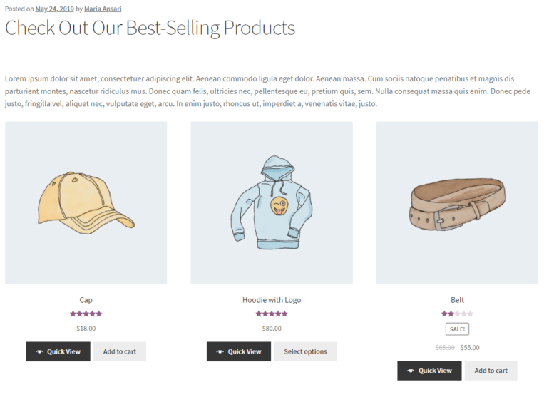 Showcasing best-selling products using WooCommerce product shortcodes