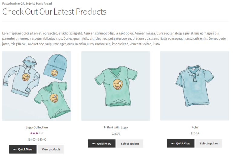 Showcasing recent products using WooCommerce product shortcodes