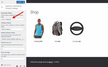Show categories on WooCommerce shop page