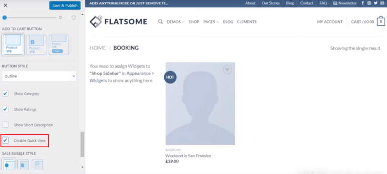 Disable the Flatsome Quick View feature