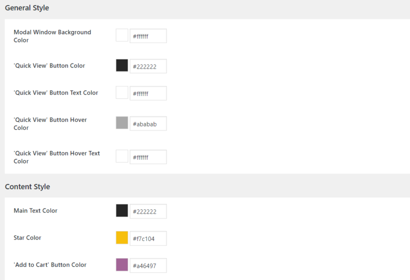Customization options available with YITH WooCommerce Quick View