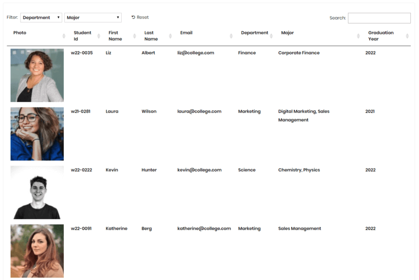 Posts Table Pro student database with extra fields