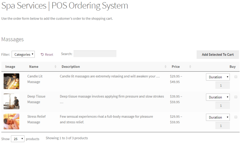 Preview of front-end POS ordering system in WooCommerce