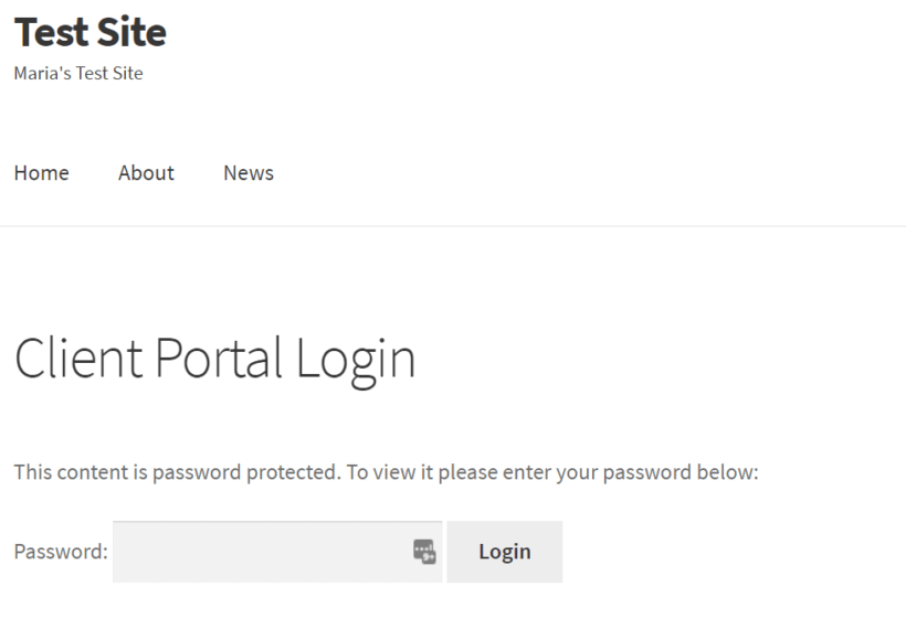 WordPress client portal login page