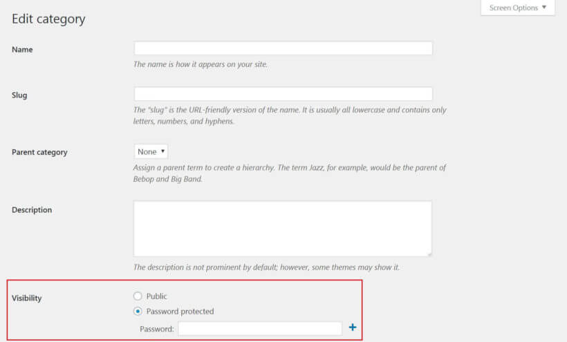 Visibility settings for custom post types