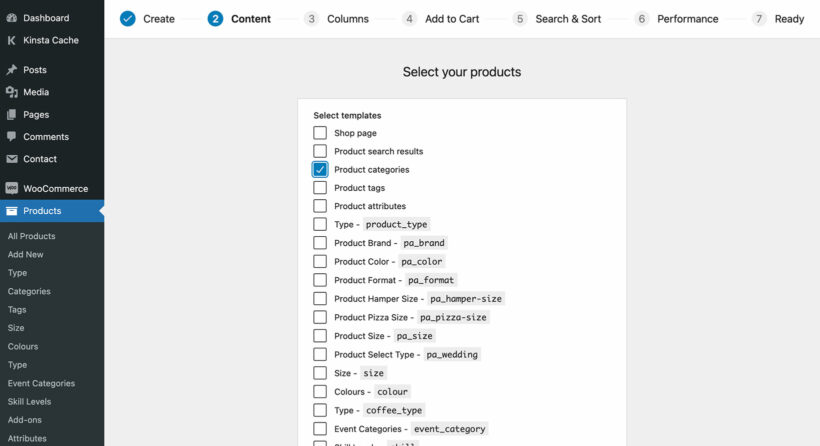 Add product table to category page template
