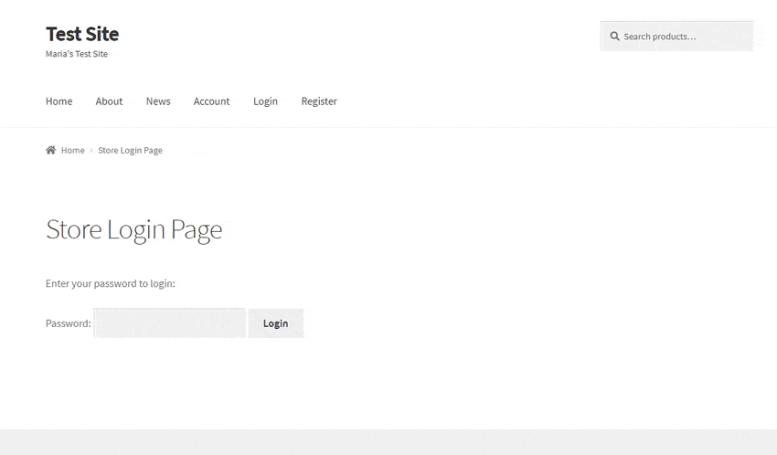 WooCommerce Private Store demo store login page