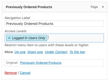 WordPress menu link logged in users