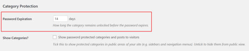 Set password expiration with Password Protected Categories