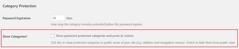 Show categories option