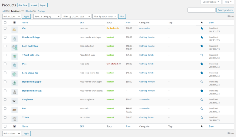 Featured WooCommerce products back-end