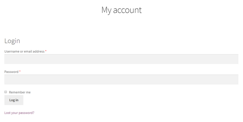 My Account page in WooCommerce
