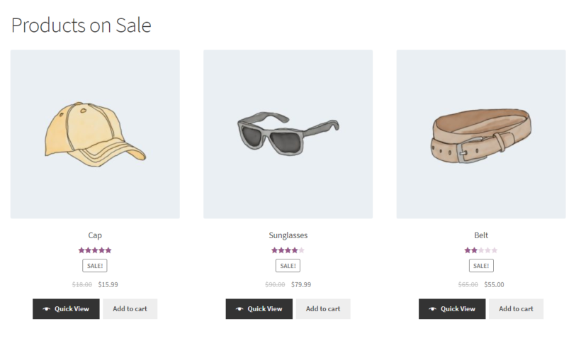 List all WooCommerce products on sale