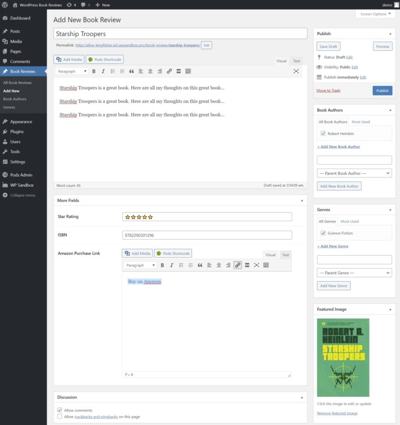 Add WordPress book review