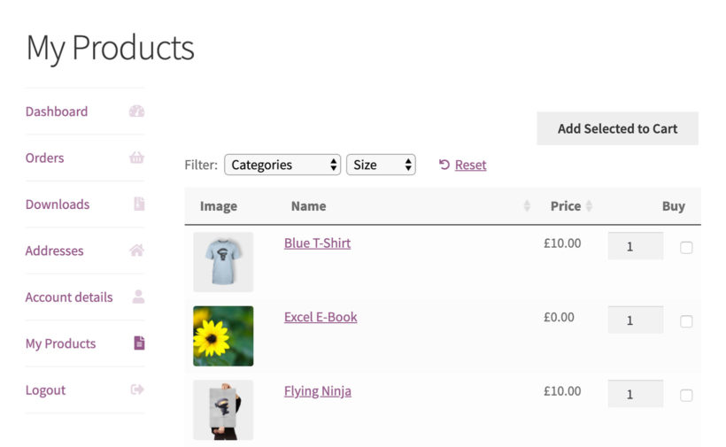 WooCommerce reorder plugin on my account page