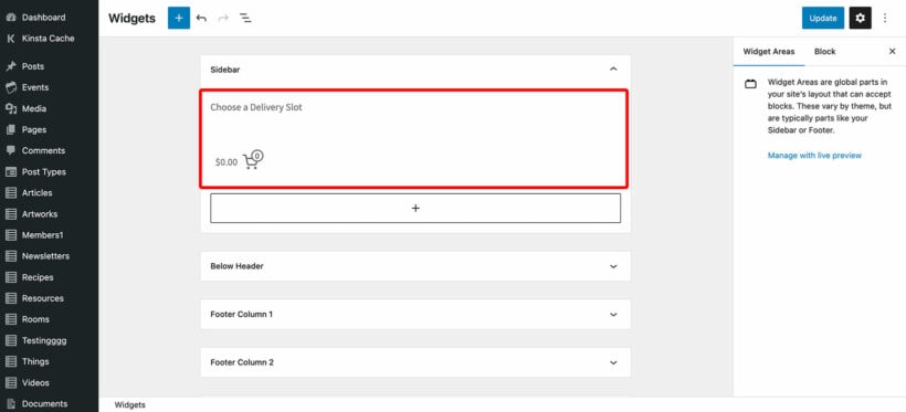 WooCommerce restaurant widget