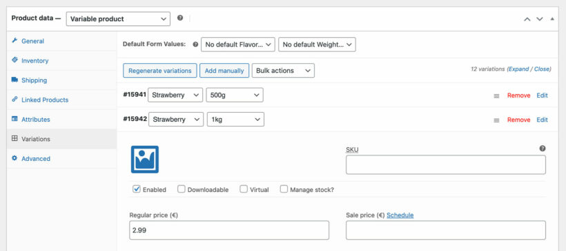 Sell WooCommerce variations by weight