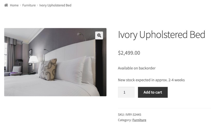 WooCommerce back in stock notifier 'Lead Time' preview on the front-end