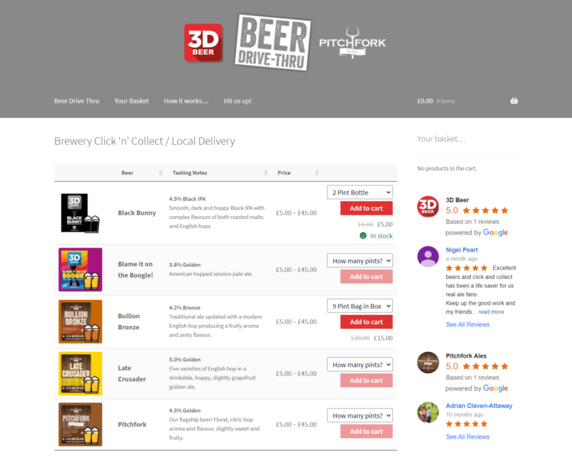 Beer Drive Thru one-page order form