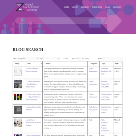 Project Management Essentials blog search