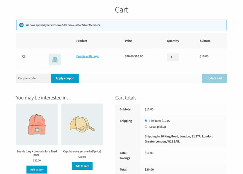 WooCommerce role-based pricing plugin cart notice