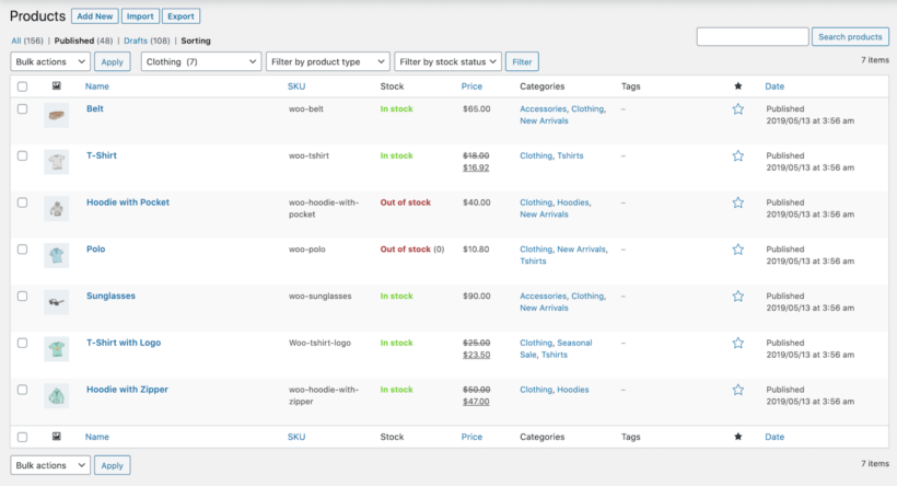 WooCommerce products menu order