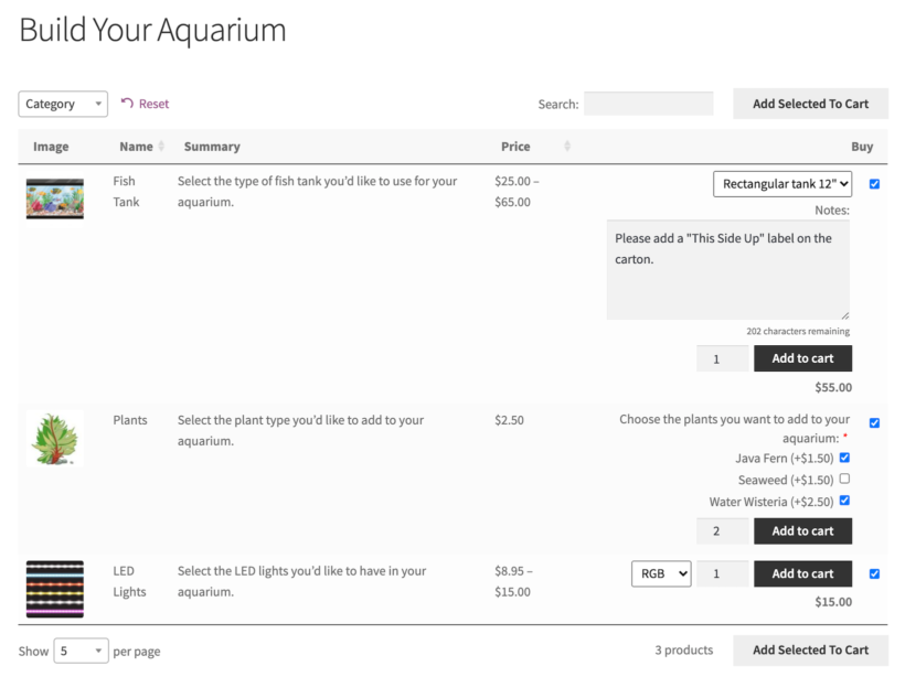 WooCommerce composite product with product add-ons