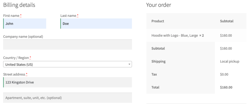 Required fields marked