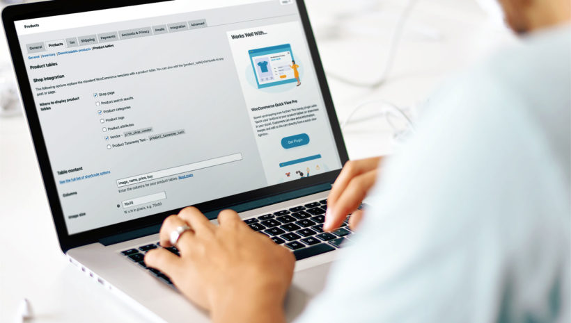 Product table WooCommerce archive page template