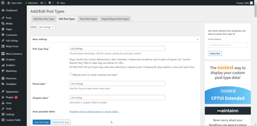 Create a custom post type
