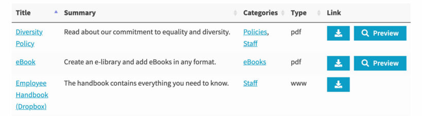 Document preview buttons