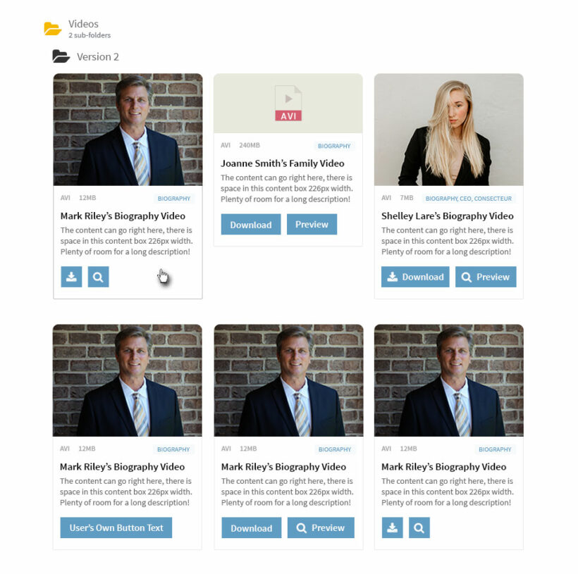 WordPress document library grid layout