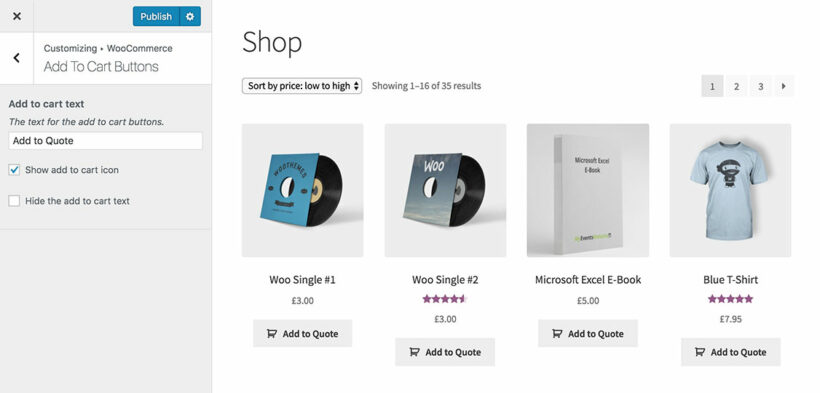 Change add to cart button text
