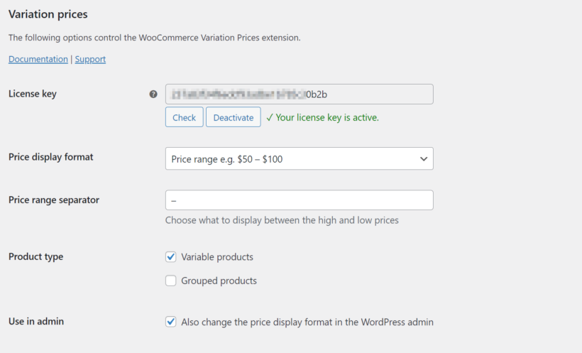 WooCommerce Variation Prices range separator