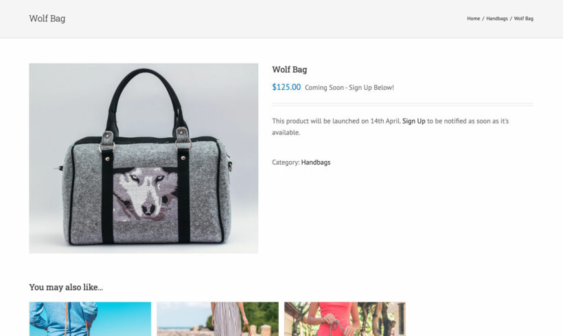 Avada theme WooCommerce coming soon product