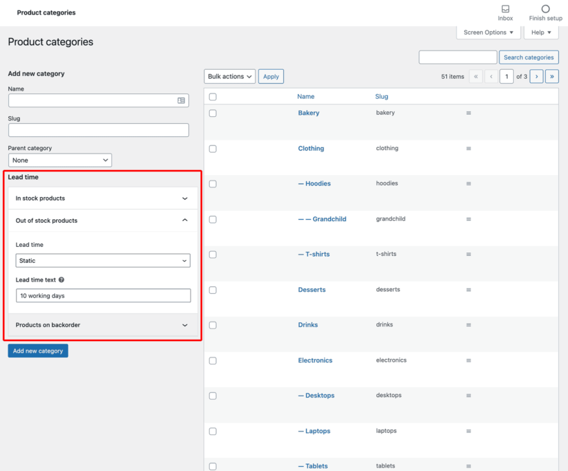 WooCommerce category lead time plugin
