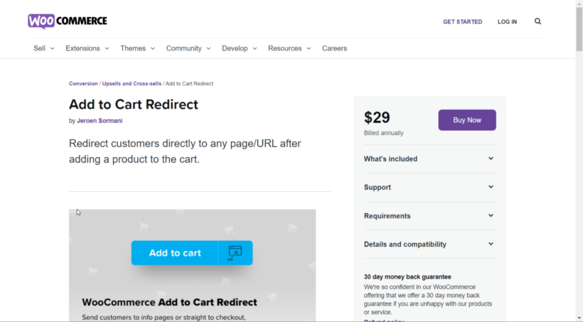 Add to Cart Redirect settings page
